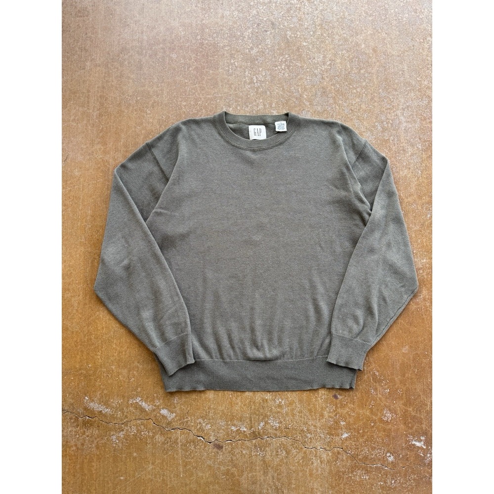 VTG GAP Rayon Cotton Blend Crewneck Sweater Preppy Collegiate Olive Green Small